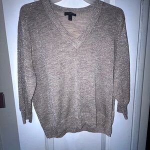 J. Crew gold Shimmer sparkling V Neck Sweater S 53